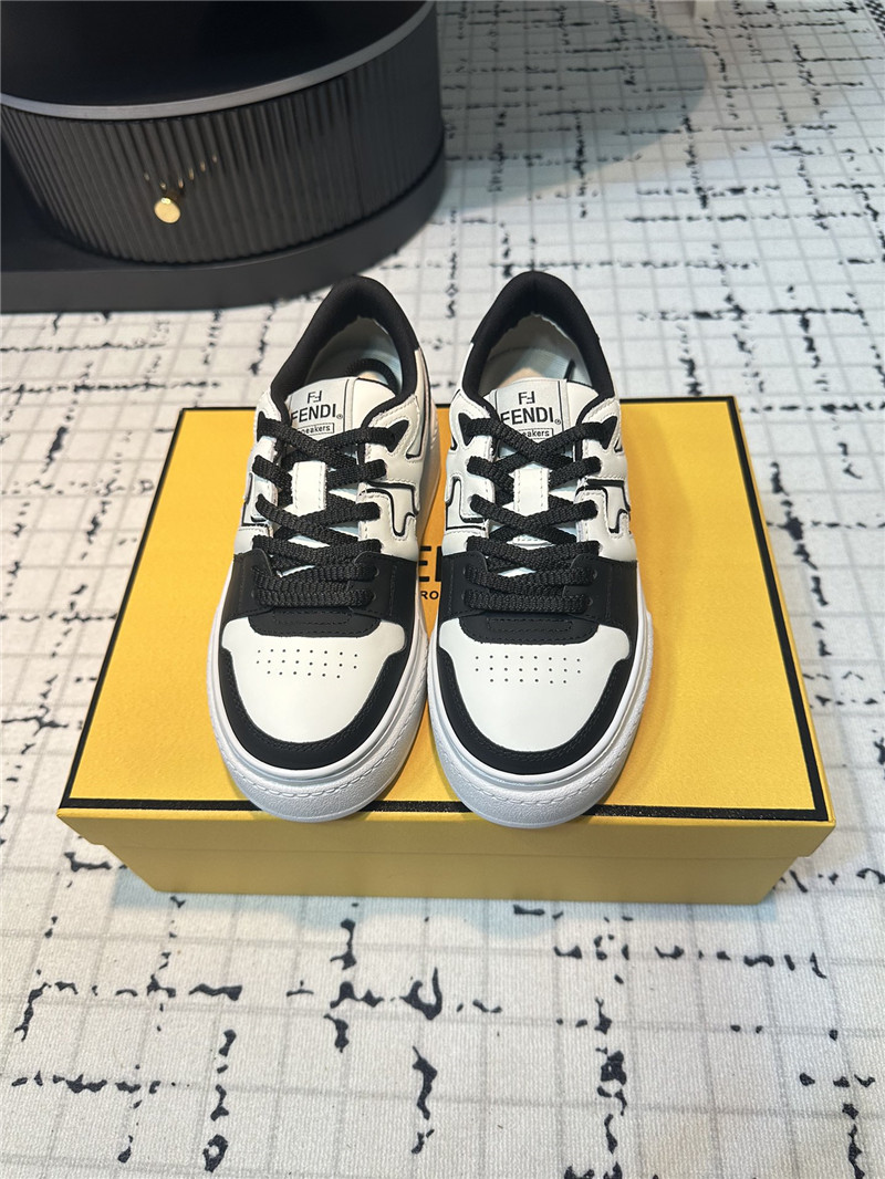 F**di match leather lace-up low top sneakers