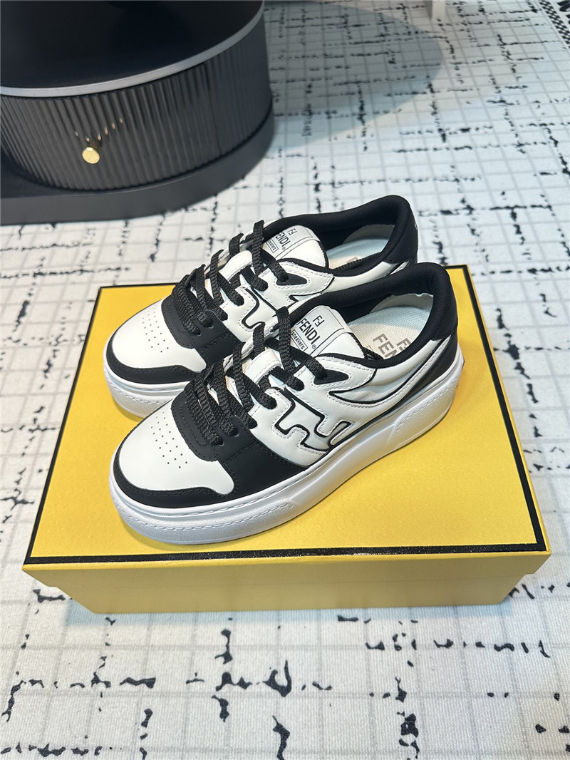F**di match leather lace-up low top sneakers