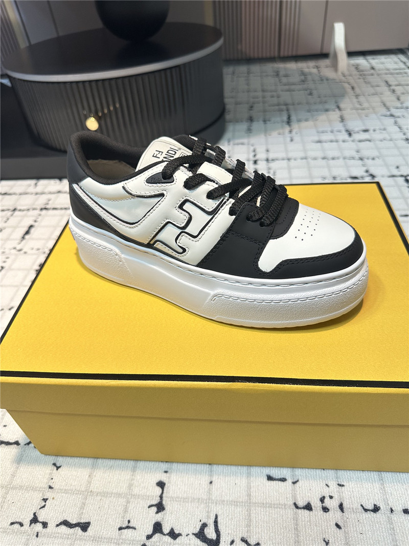 F**di match leather lace-up low top sneakers