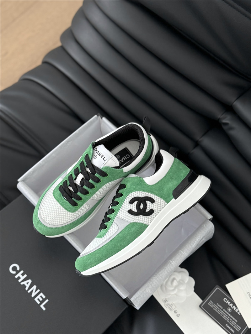 Ch**el suede lace-up sneakers in green