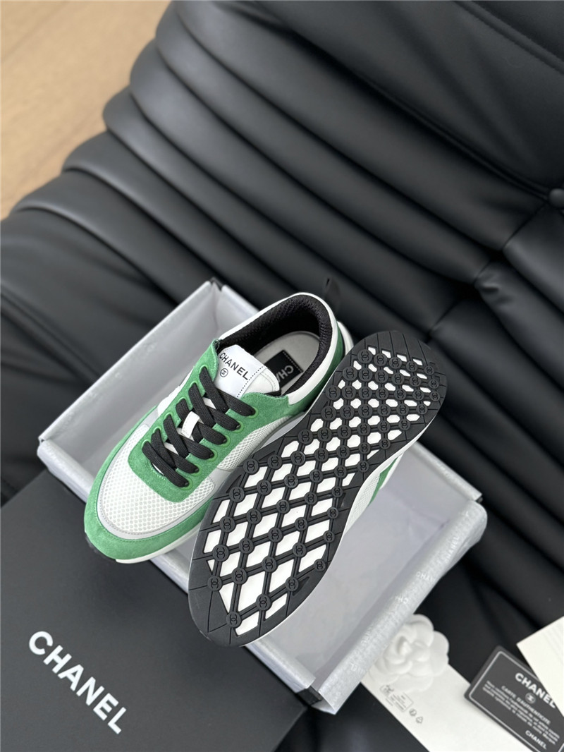 Ch**el suede lace-up sneakers in green