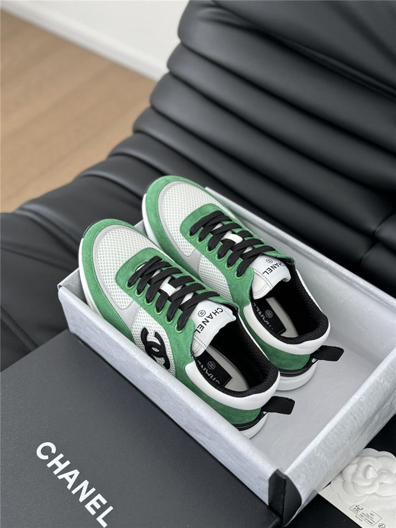 Ch**el suede lace-up sneakers in green