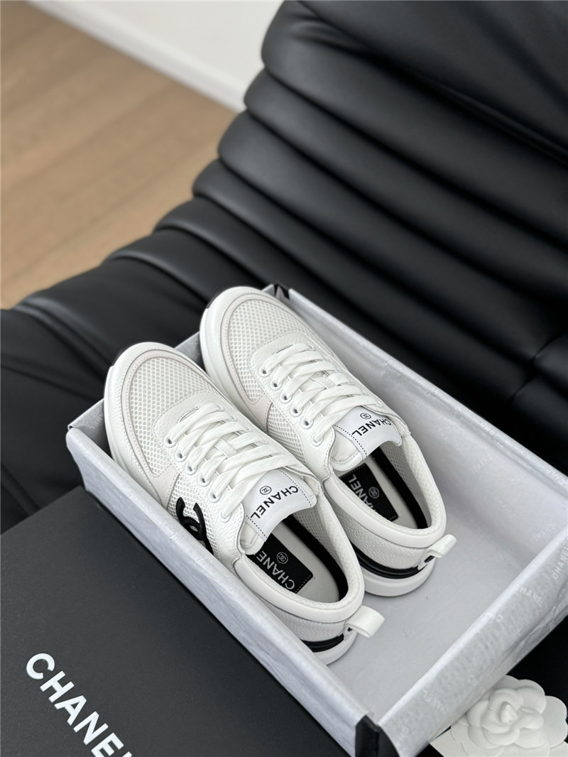 Ch**el suede lace-up sneakers in white