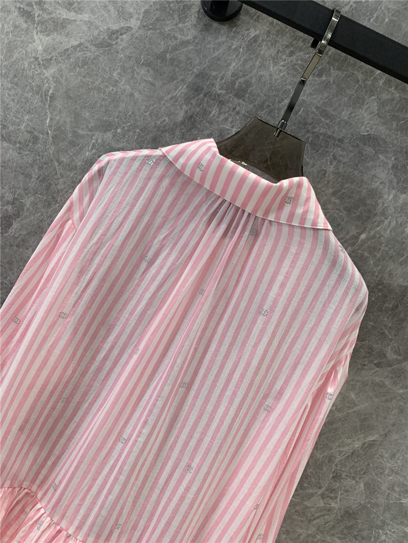 Ch**el lapel ruffle cake stripe dress replicas clothes