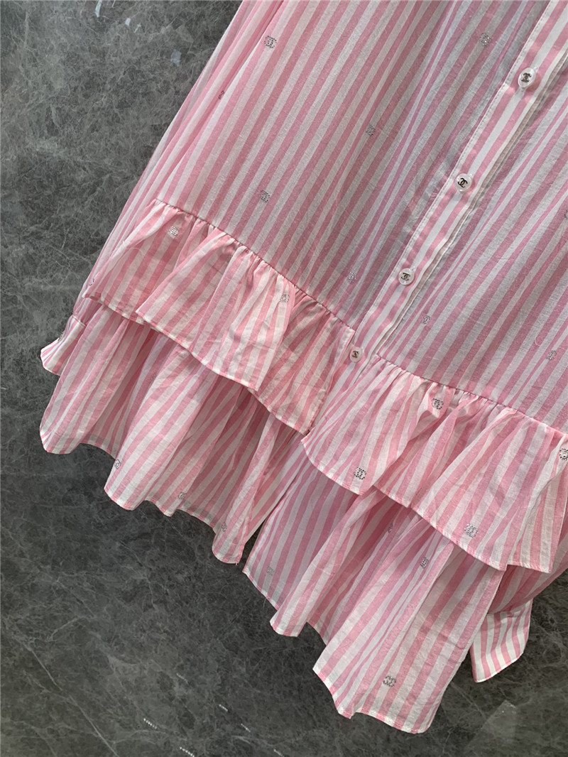 Ch**el lapel ruffle cake stripe dress replicas clothes
