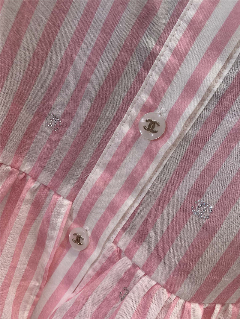 Ch**el lapel ruffle cake stripe dress replicas clothes