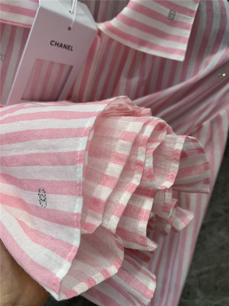 Ch**el lapel ruffle cake stripe dress replicas clothes