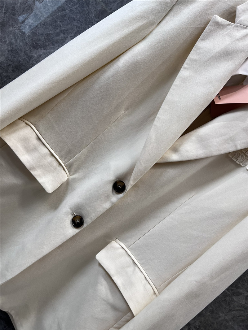 M1um1u lapel single-breasted white suit jacket replica clothes