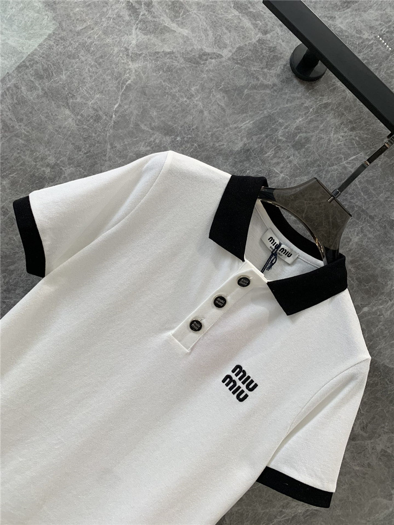 M1um1u lapel polo short-sleeved top replica clothing sites