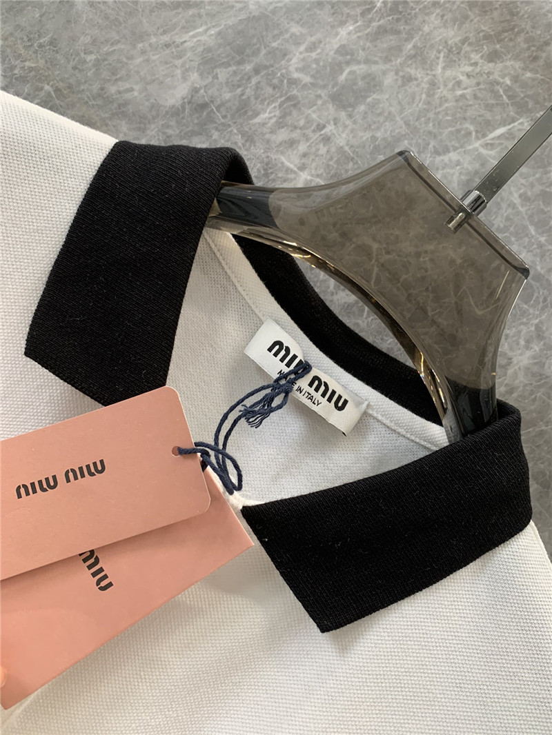 M1um1u lapel polo short-sleeved top replica clothing sites