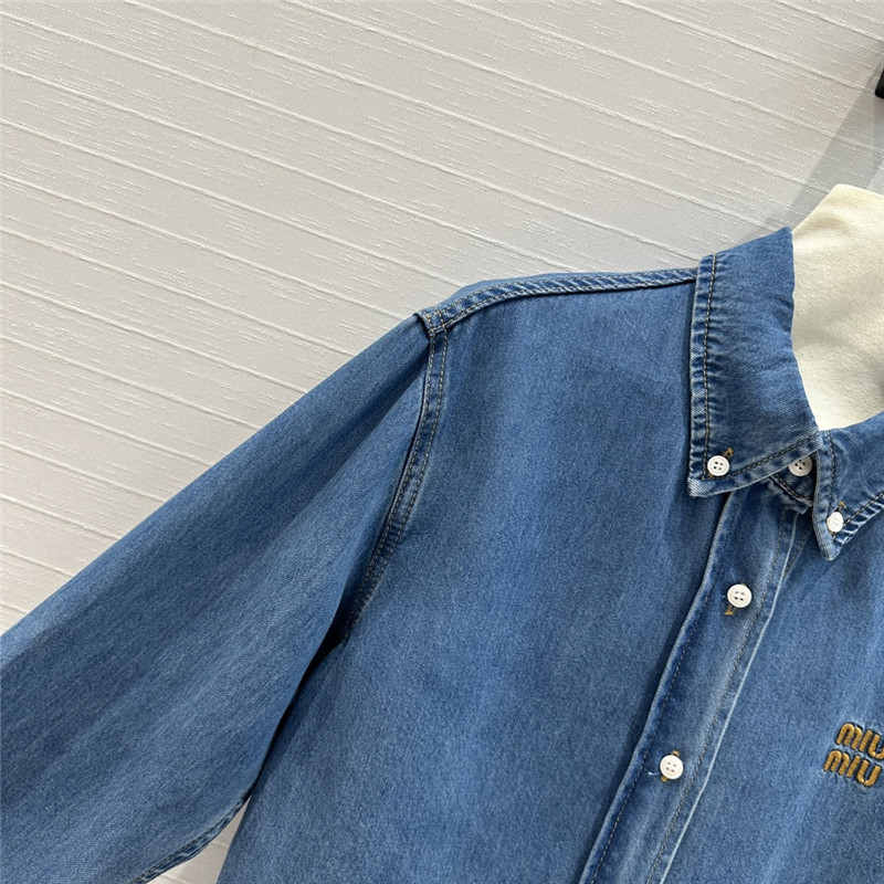 M1um1u retro original blue soft denim short shirt replica clothes