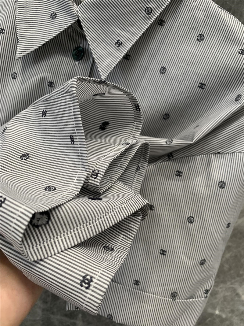 Ch**el striped casual short-sleeved shirt replica clothes