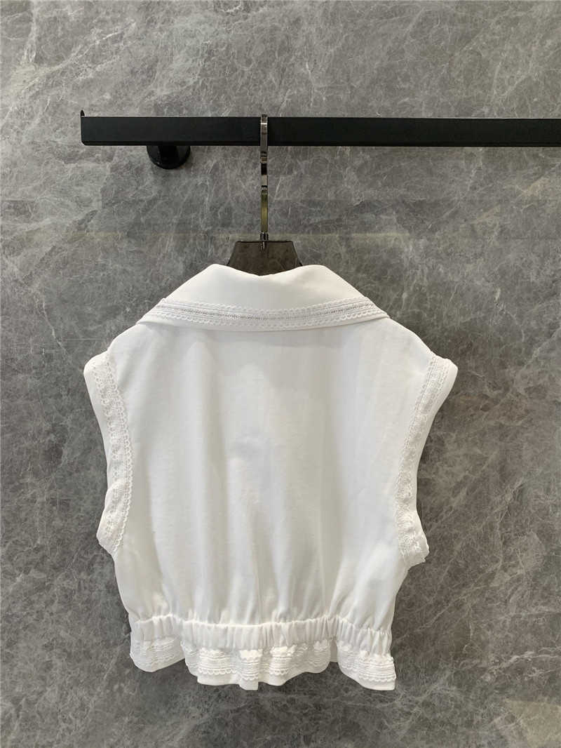 Ch**el letter hollow lace waist sleeveless top replica clothes