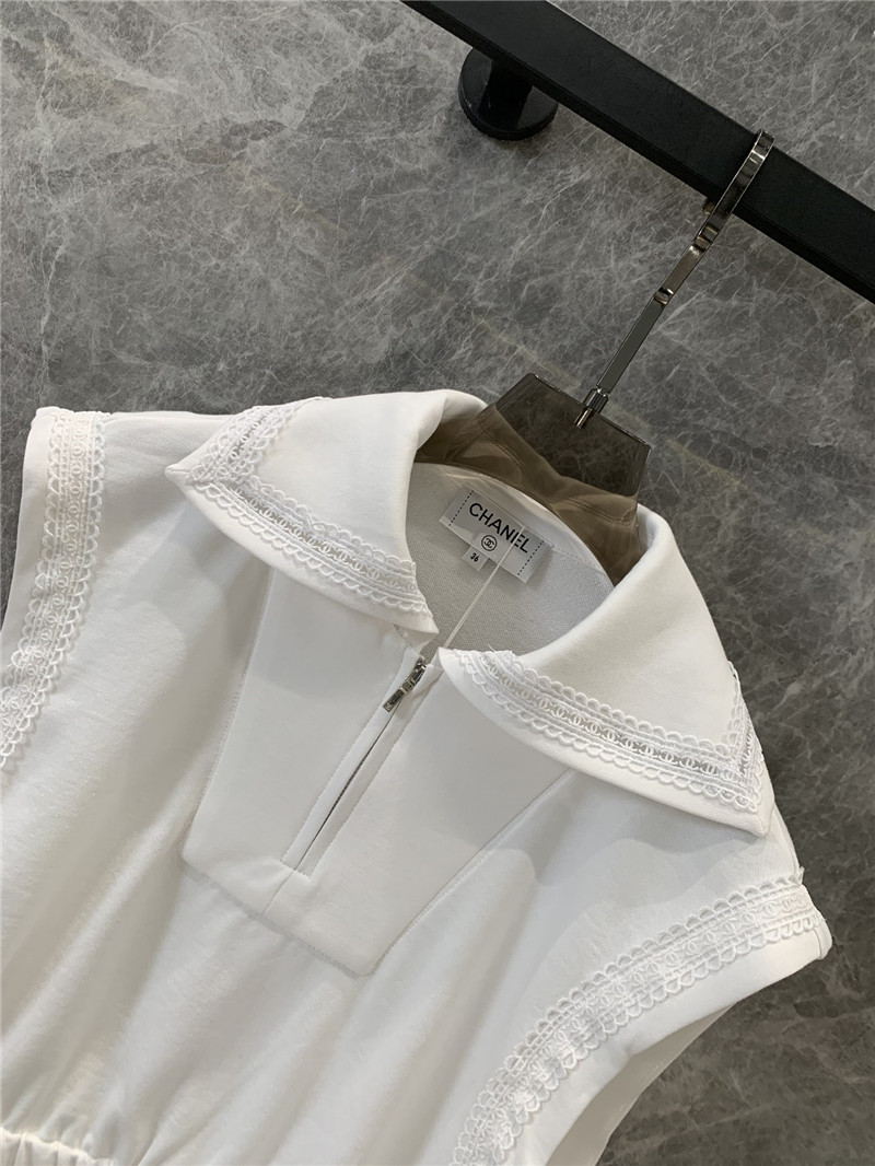 Ch**el letter hollow lace waist sleeveless top replica clothes