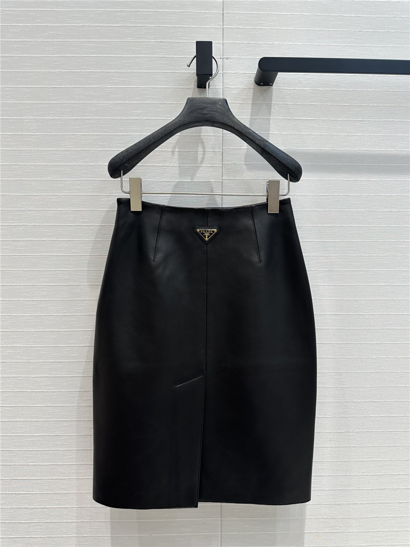 Pra*a midi leather skirt replica d&g clothing