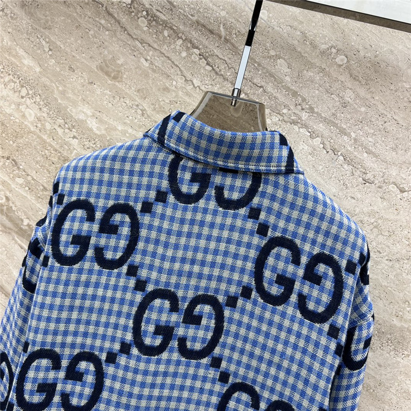 Gvc*1 haze blue fine check long-sleeved shirt replicas clothes