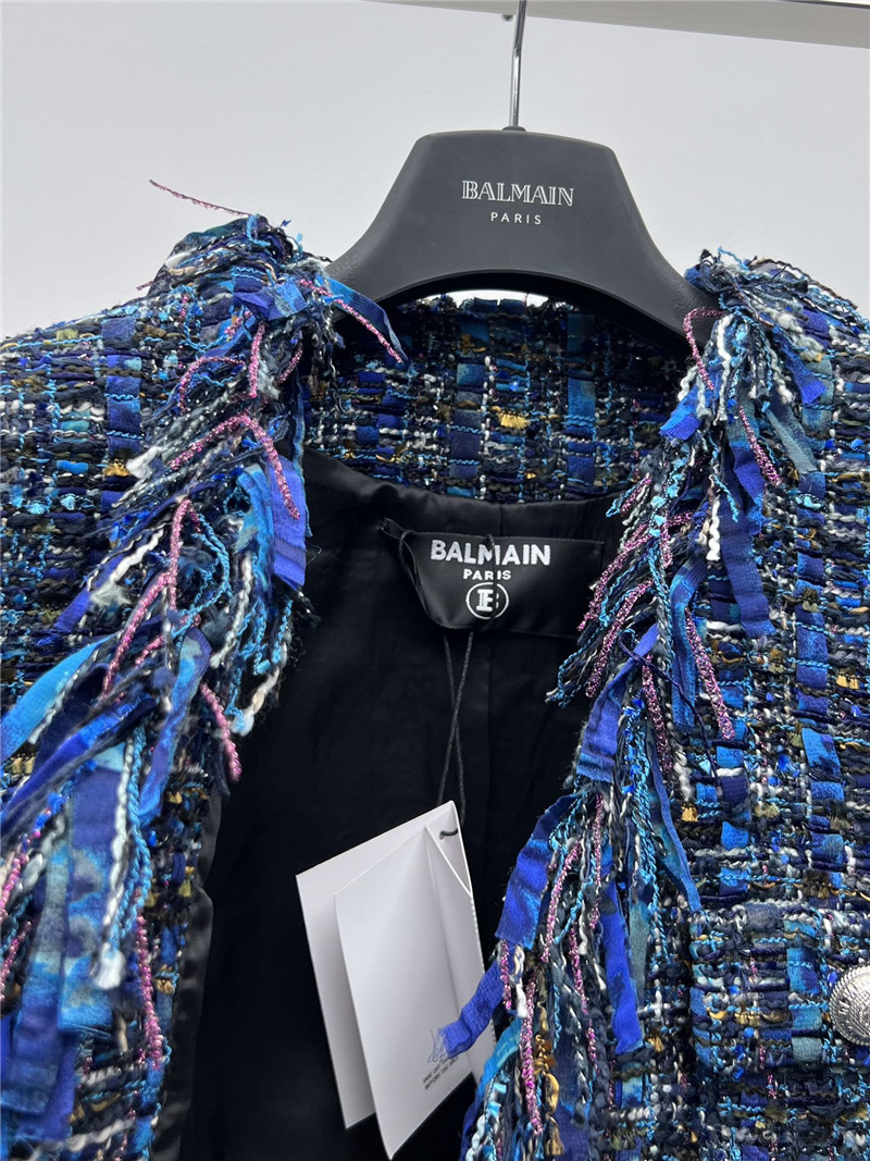 Balmain braided fringe coat replica clothing sites