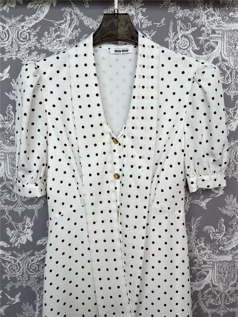 M1um1u retro polka dot short-sleeved dress replica clothes