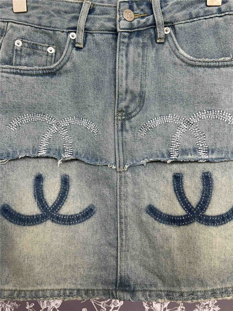 Ch**el gradient denim mini skirt