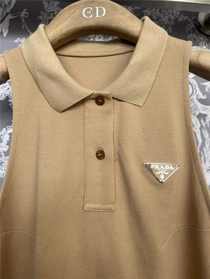 Pra*a new polo collar sleeveless top replica designer clothes