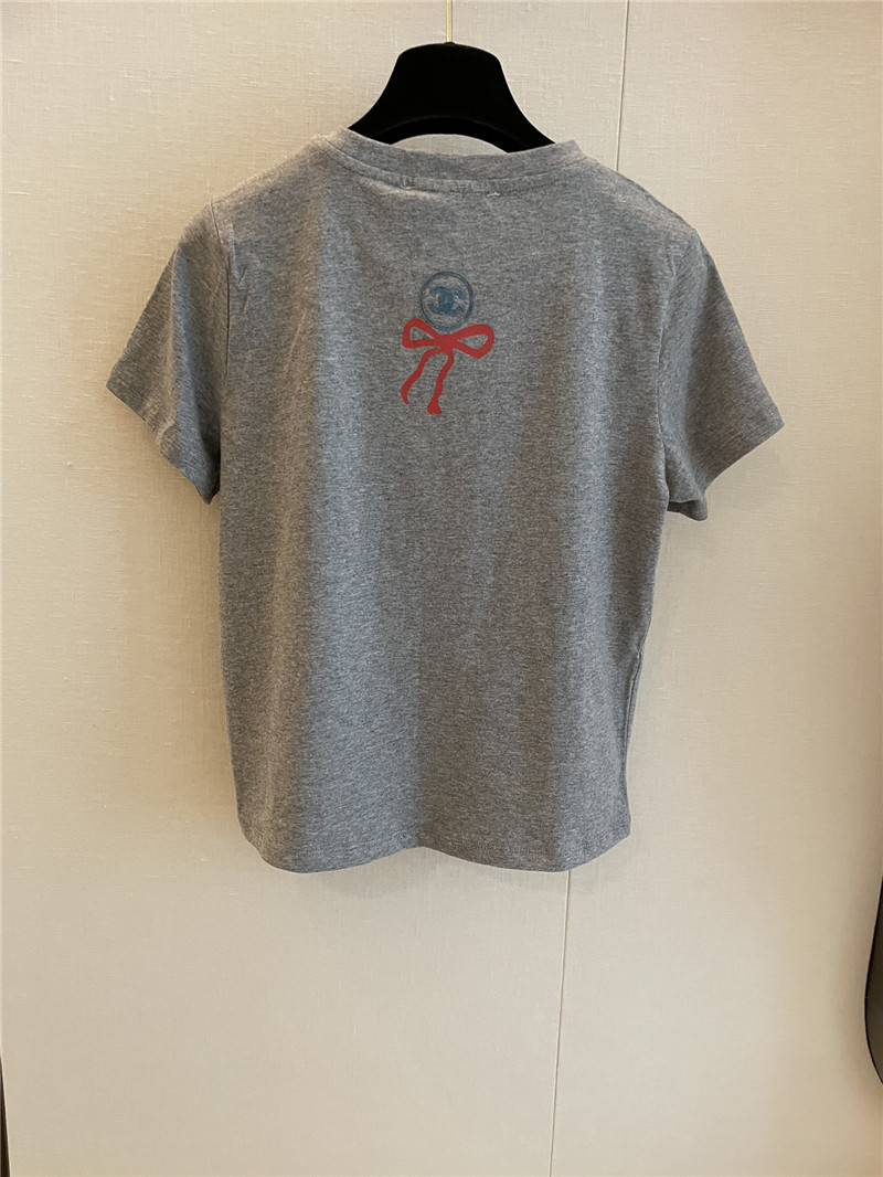 Ch**el short-sleeved replicas clothes with bow print