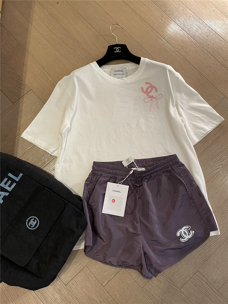 Ch**el loose-fitting printed short-sleeved replica clothes