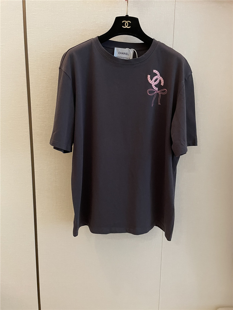 Ch**el loose-fitting printed short-sleeved replica clothes