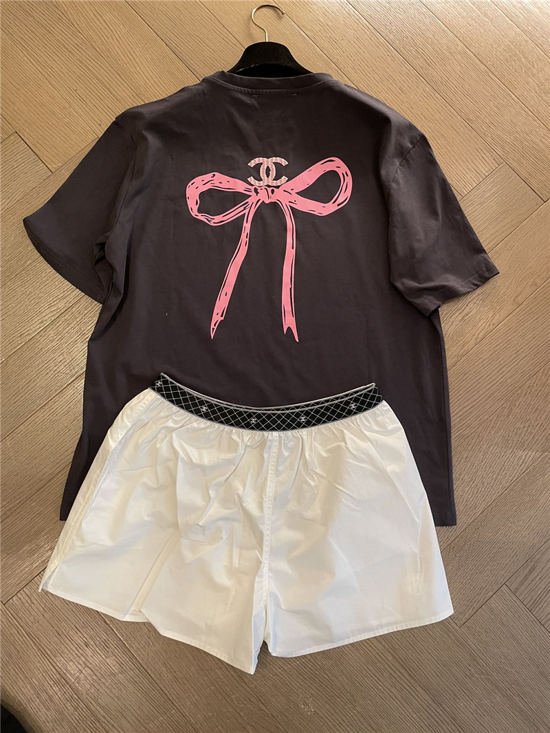 Ch**el loose-fitting printed short-sleeved replica clothes