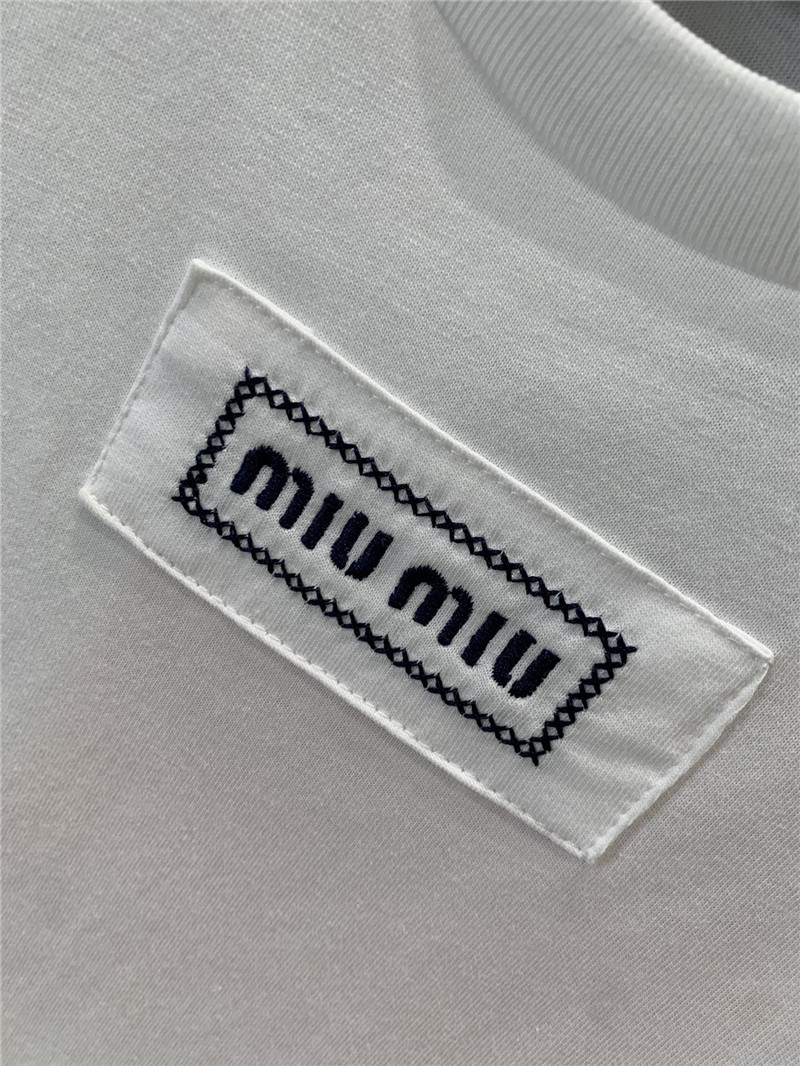 M1um1u new color micro logo short-sleeved t-shirt replica clothes