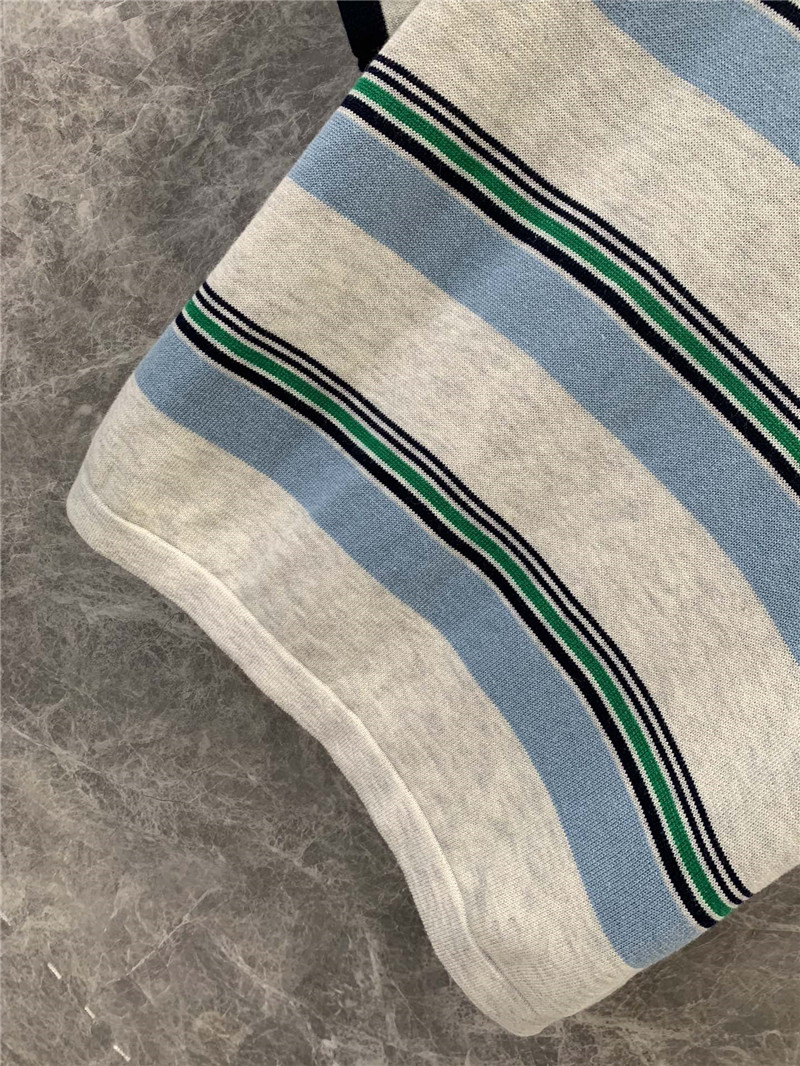 M1um1u round neck striped knitted short-sleeved top replica clothes