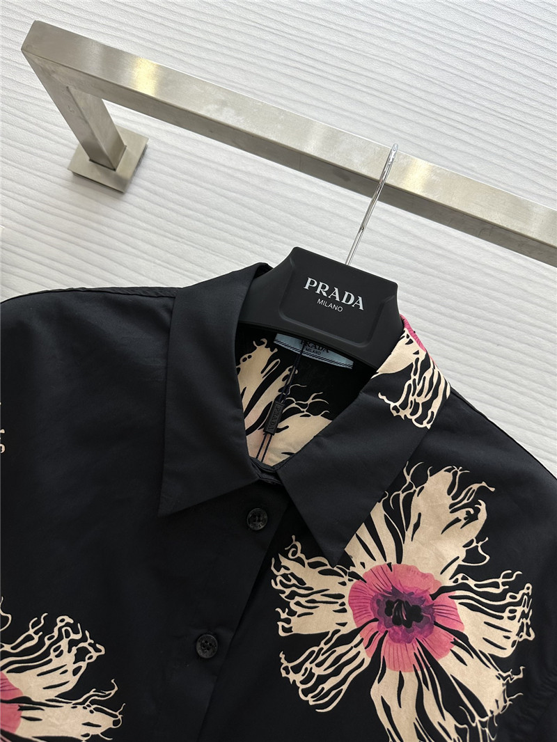 Pra*a printed short-sleeved shirt replicas clothes