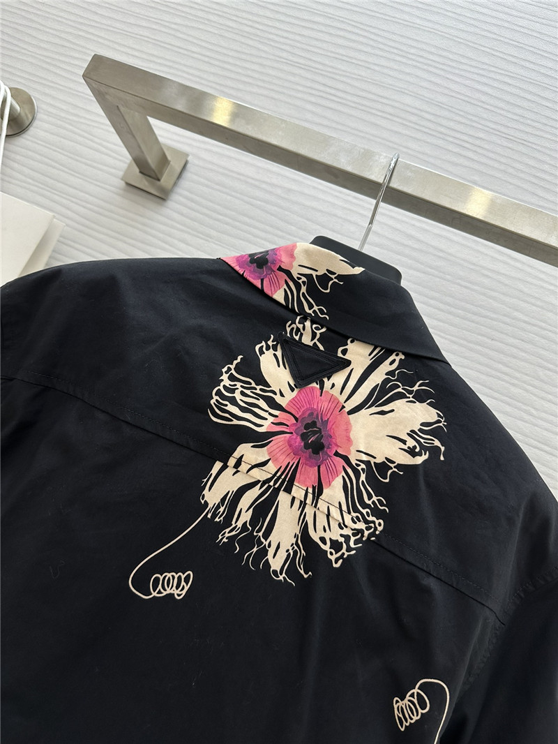 Pra*a printed short-sleeved shirt replicas clothes