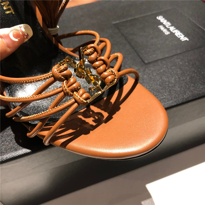 Sa1nt Lau*nt babylone sandals in cigare smooth leather