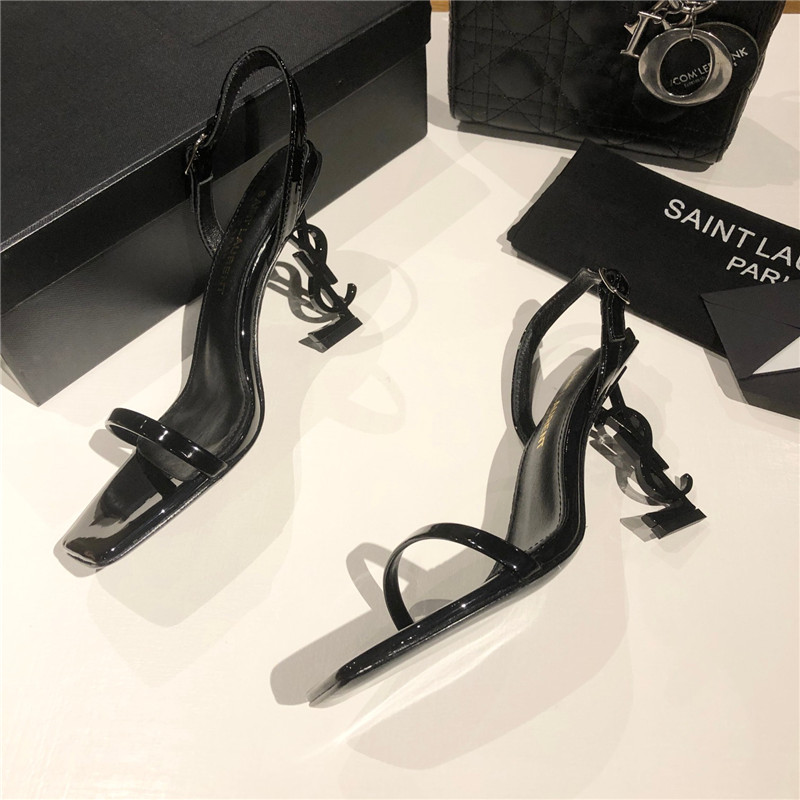 Sa1nt Lau*nt opyum slingback in black patent leather