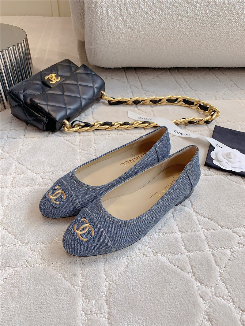 Ch**el denim navy ballet flats