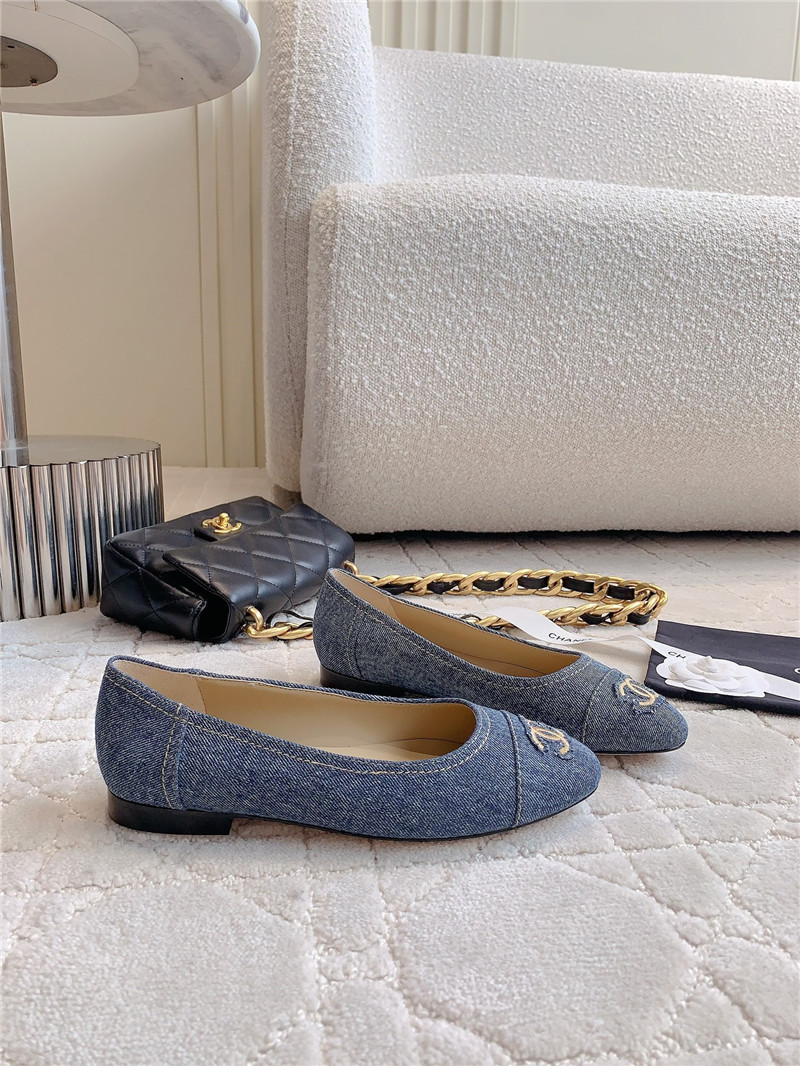 Ch**el denim navy ballet flats