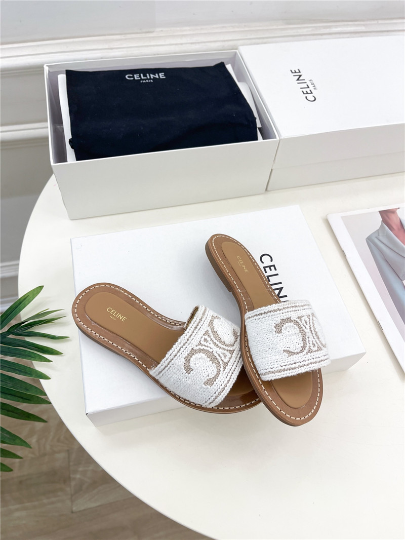 Ce1i*e lympia mule in white triomphe jacquard wool