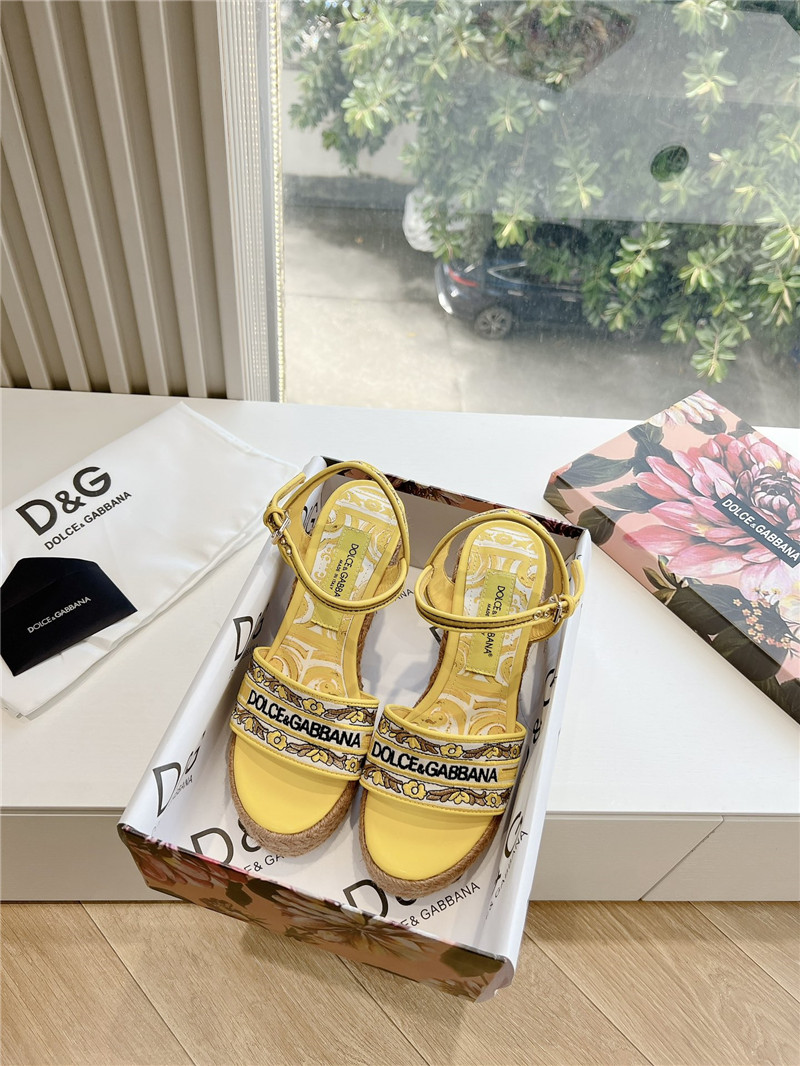 Dolce & Gabbana Wedge Sandals with Majolica Embroidery