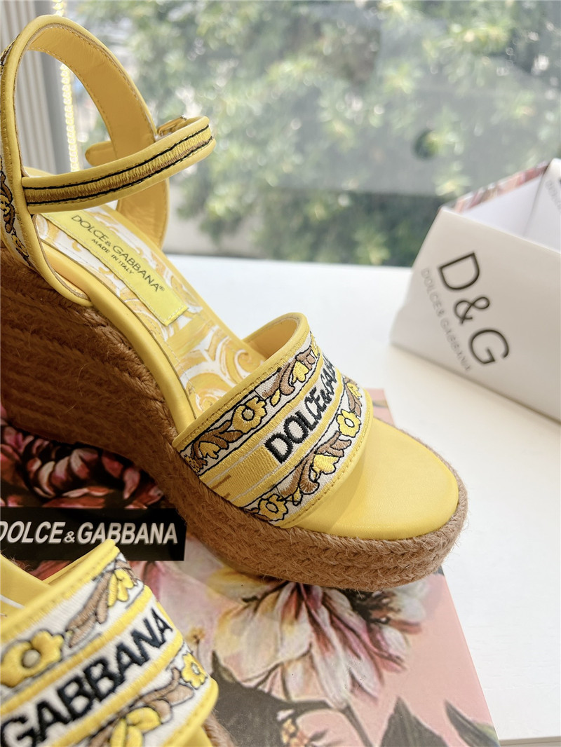 Dolce & Gabbana Wedge Sandals with Majolica Embroidery