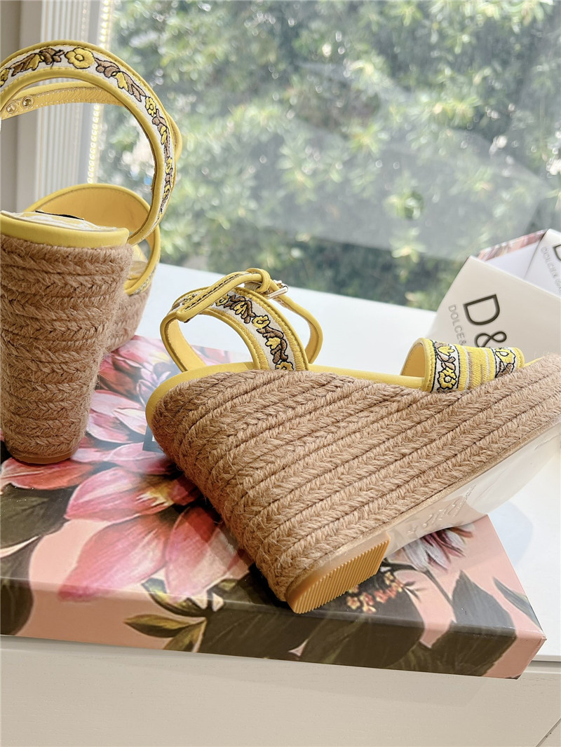 Dolce & Gabbana Wedge Sandals with Majolica Embroidery