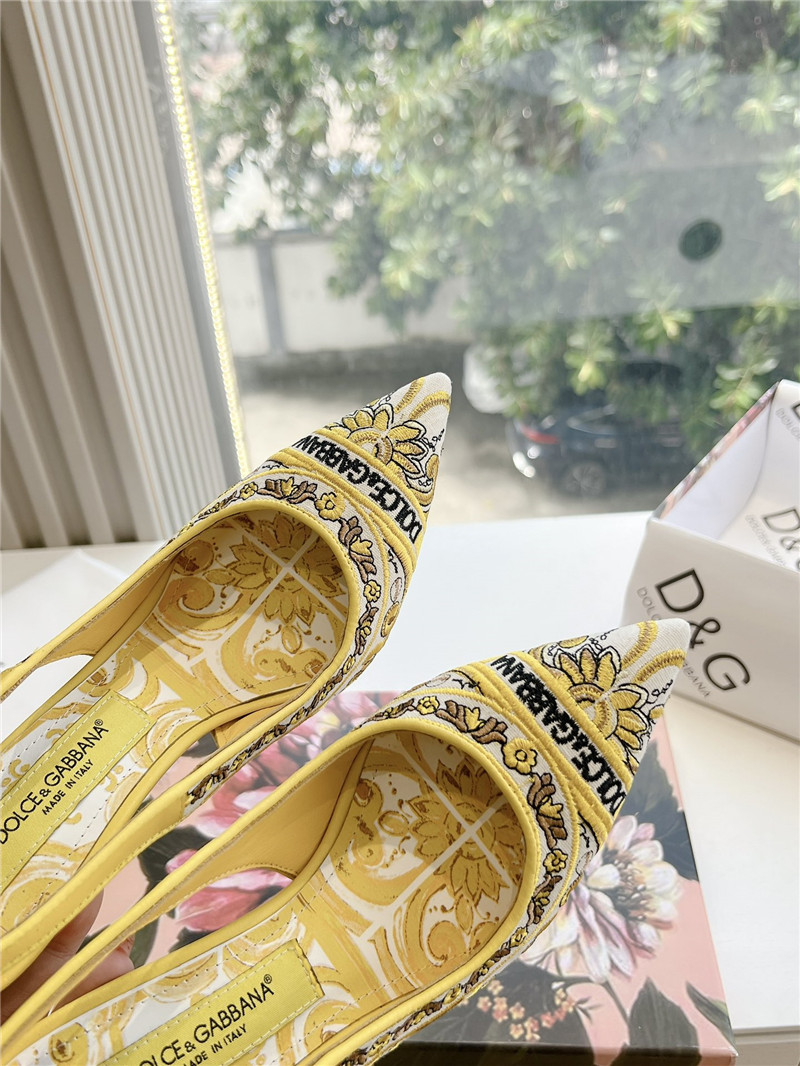 Dolce & Gabbana 100mm Slingbacks with Majolica Embroidery
