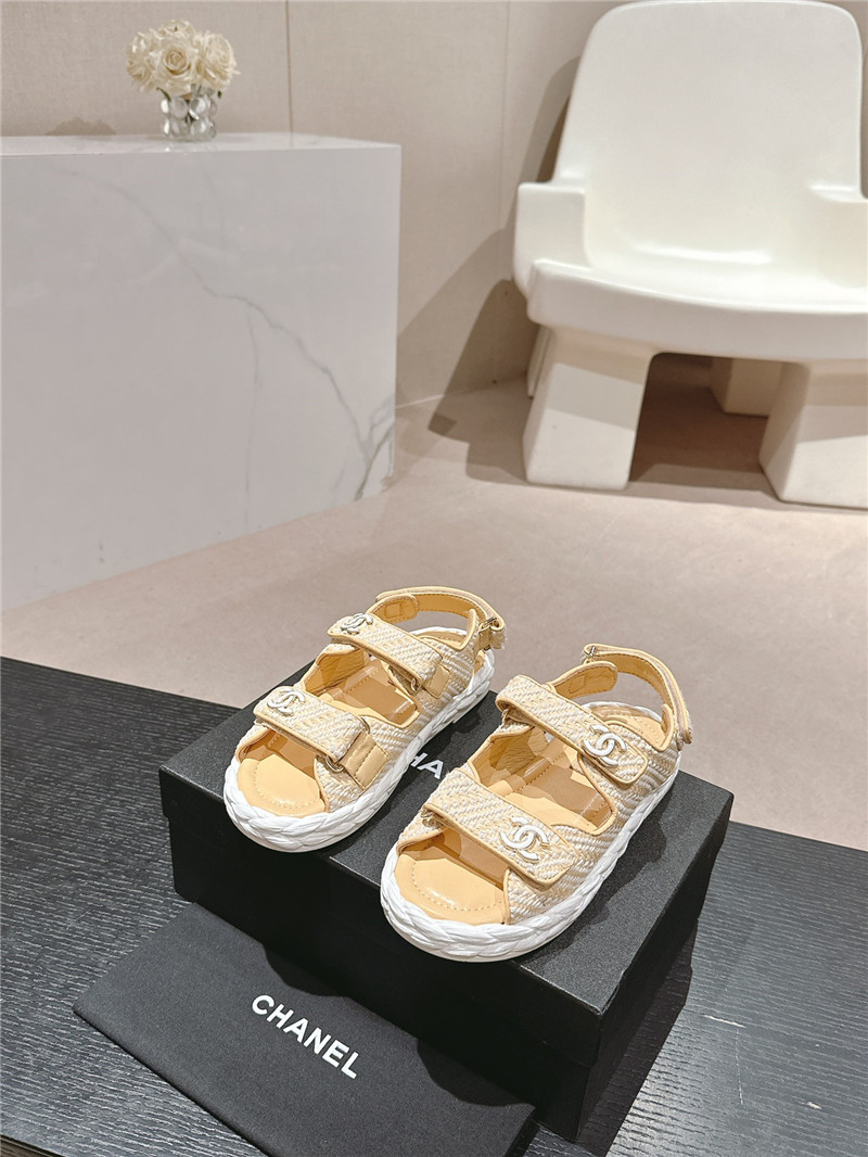 Ch**el crochet velcro straps beach sandals yellow and white