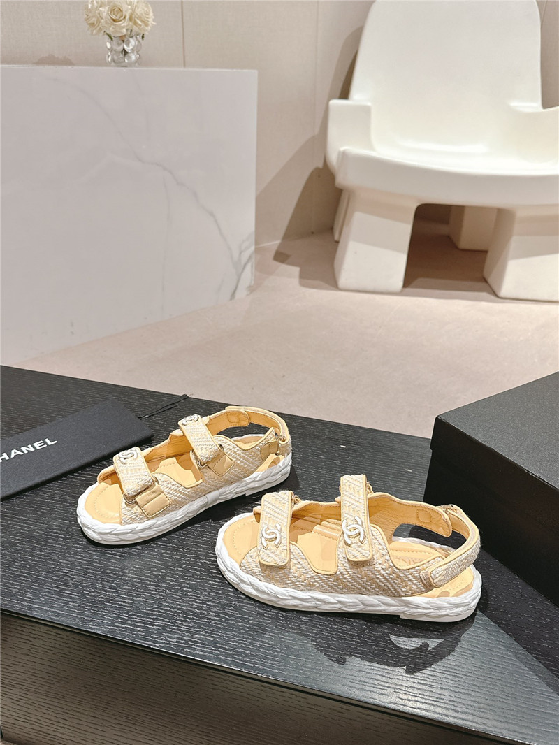 Ch**el crochet velcro straps beach sandals yellow and white