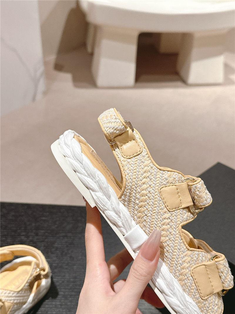 Ch**el crochet velcro straps beach sandals yellow and white