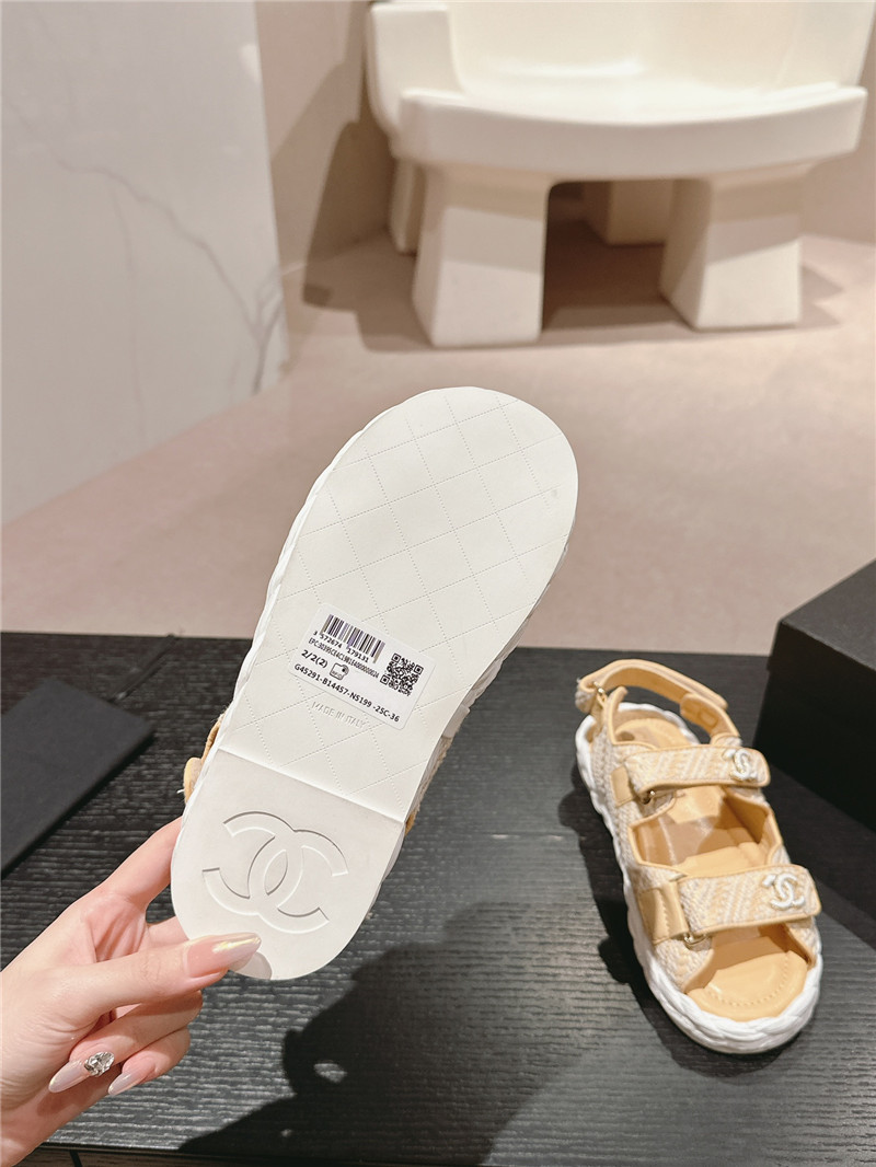 Ch**el crochet velcro straps beach sandals yellow and white