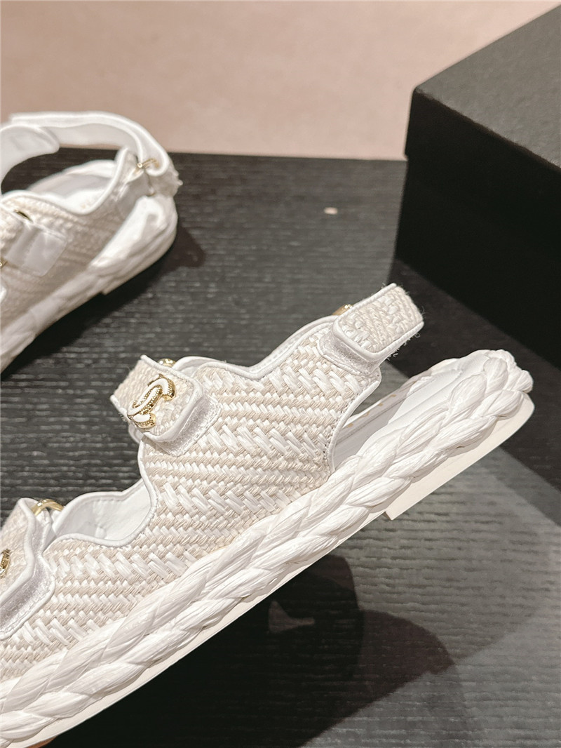 Ch**el crochet velcro straps beach sandals white