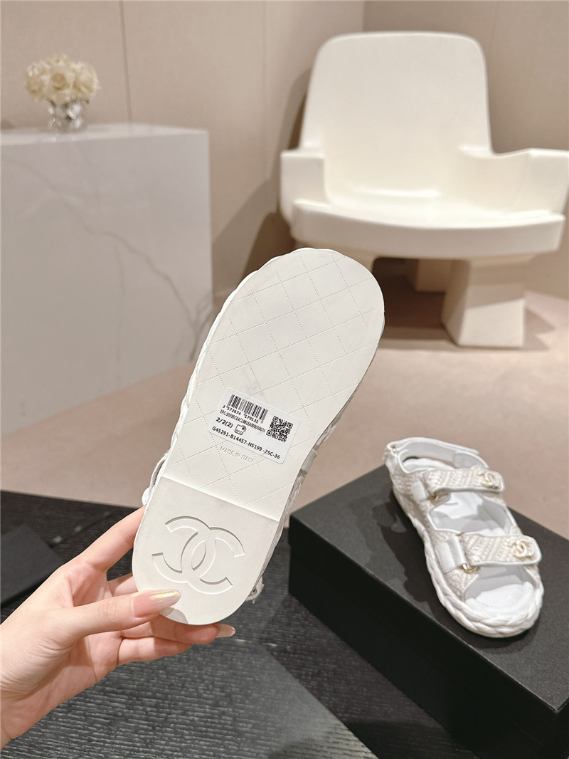 Ch**el crochet velcro straps beach sandals white