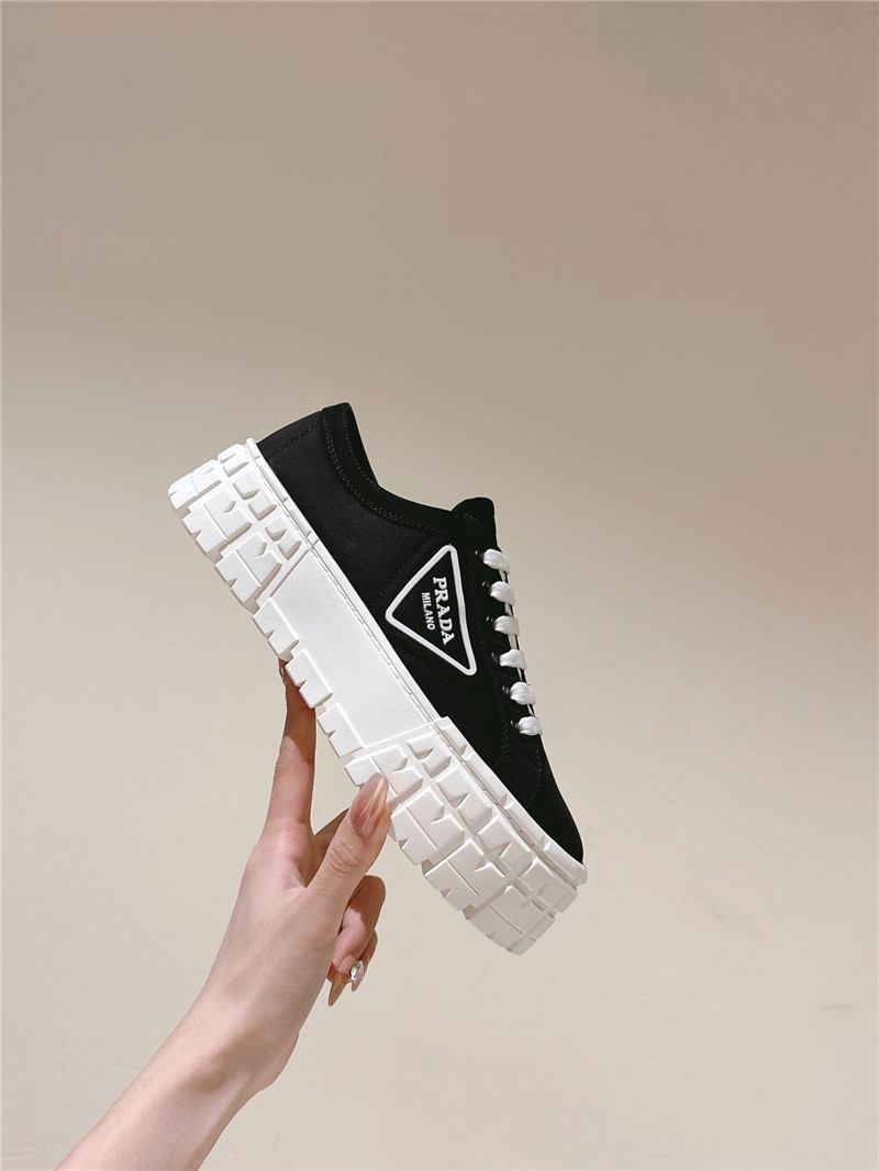 Pra*a double wheel re-nylon gabardine sneakers in black