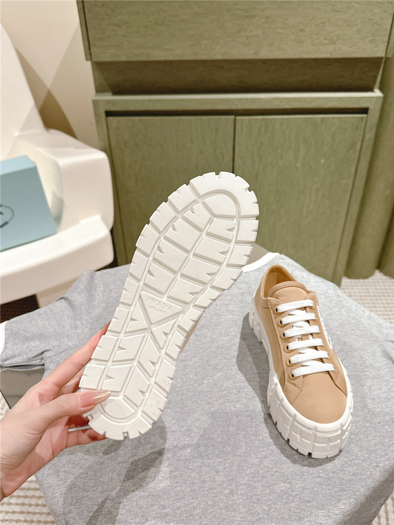 Pra*a double wheel re-nylon gabardine sneakers in brown