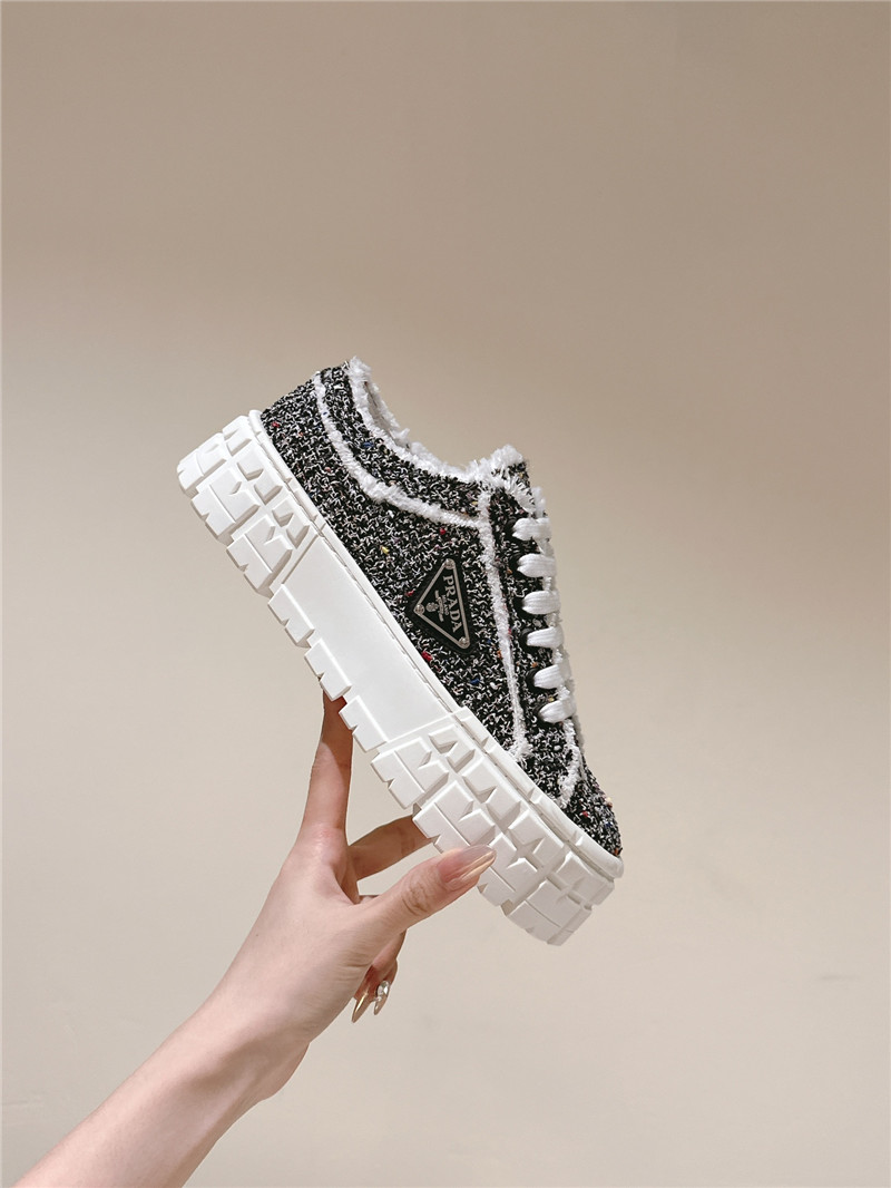 Pra*a double wheel tweed trainers in black